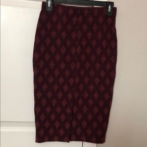 Zara trf printed body fitting midi skirt